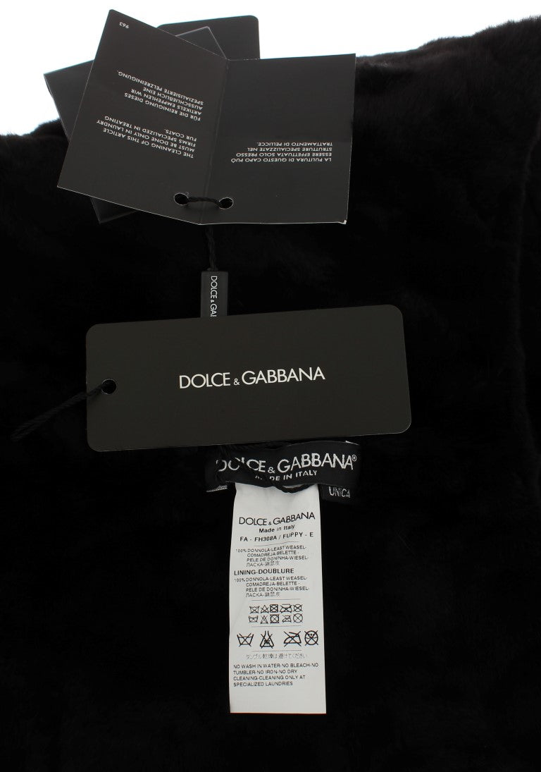 Bonnet écharpe à capuche en fourrure de belette noire Dolce & Gabbana