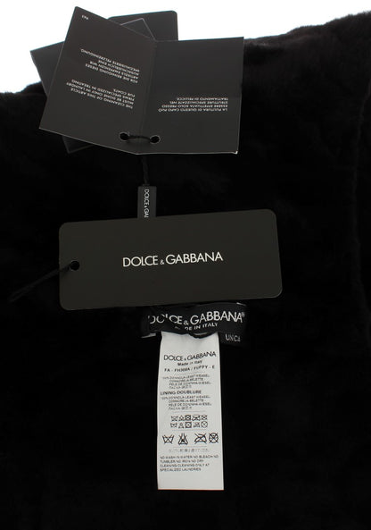 Bonnet écharpe à capuche en fourrure de belette noire Dolce & Gabbana