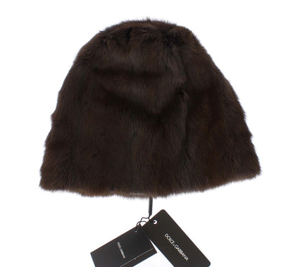 Dolce &amp; Gabbana Bruine Wezelbont Dames Kasjmier Hoed Beanie