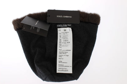 Dolce &amp; Gabbana Bruine Wezelbont Dames Kasjmier Hoed Beanie