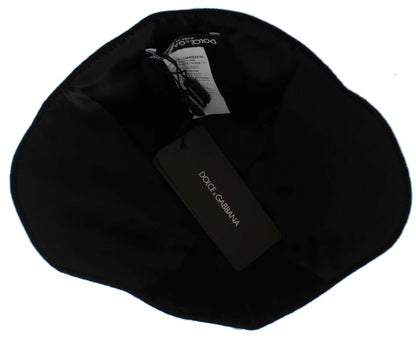 Chapeau Dolce &amp; Gabbana en laine noire à fleurs blanches et feuilles d'or