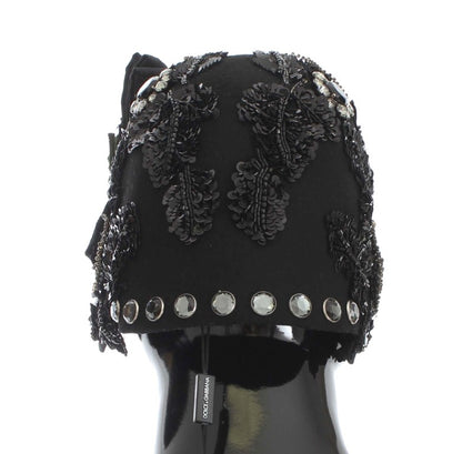 Dolce &amp; Gabbana - Broche chapeau cerises en cristal noir et or