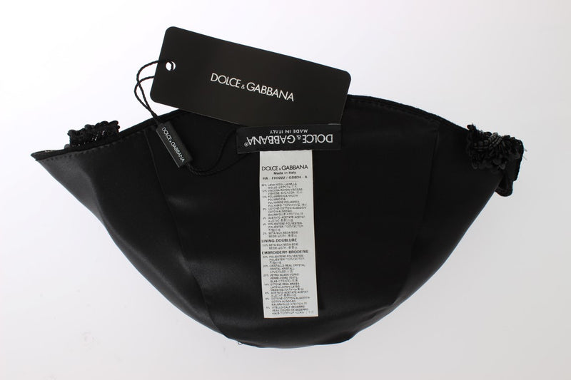 Dolce &amp; Gabbana - Broche chapeau cerises en cristal noir et or