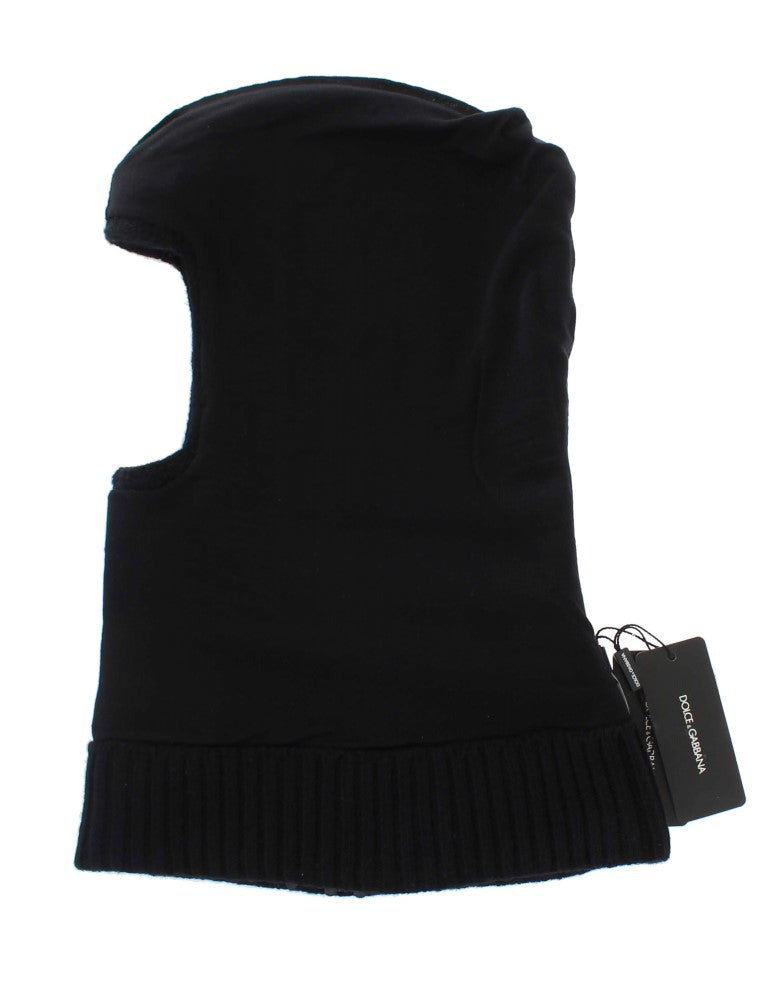 Bonnet écharpe à capuche en tricot noir à sequins Dolce &amp; Gabbana