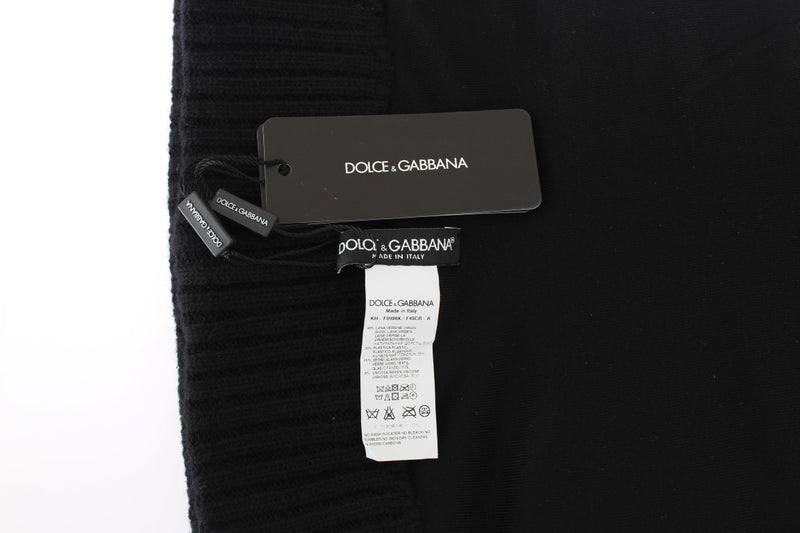 Bonnet écharpe à capuche en tricot noir à sequins Dolce &amp; Gabbana