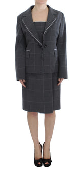 Ensemble tailleur-pantalon BENCIVENGA, robe fourreau extensible, gris.
