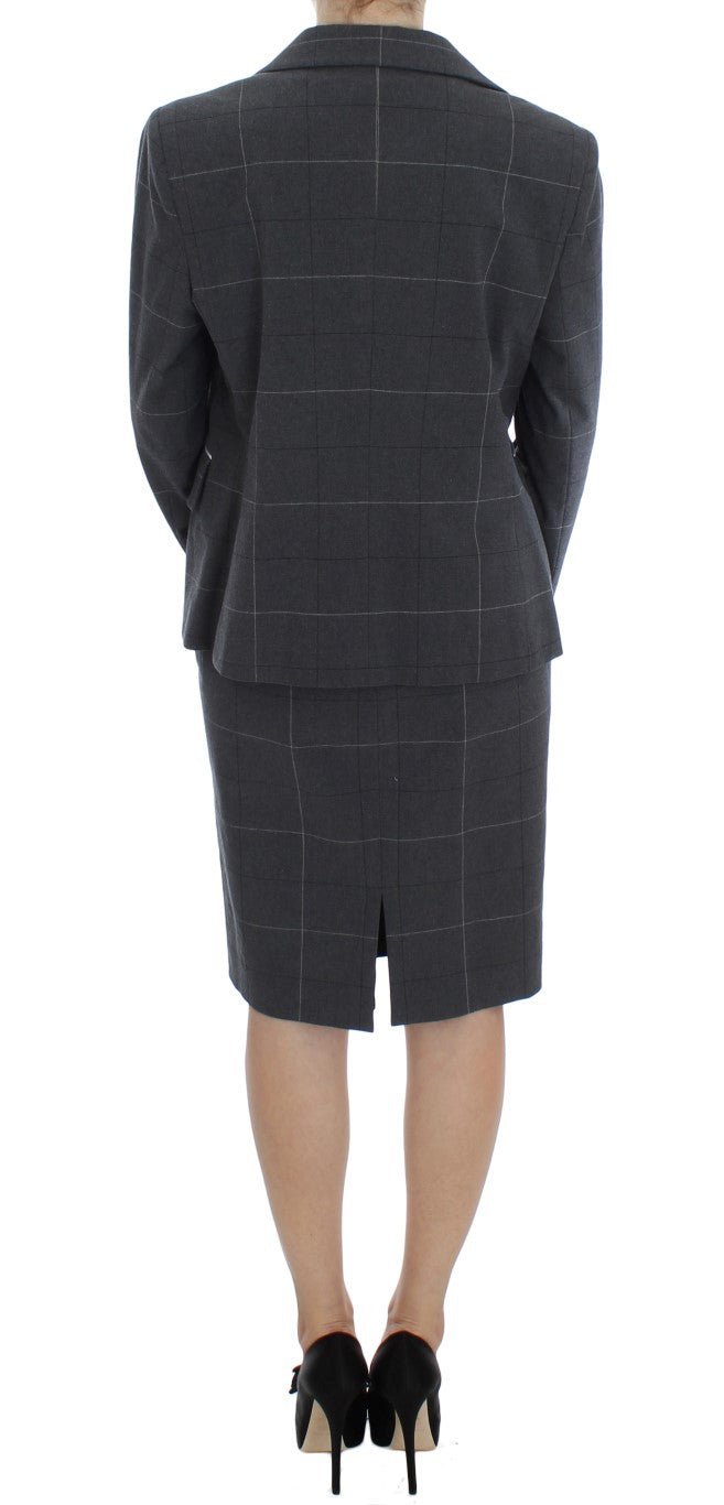 Ensemble tailleur-pantalon BENCIVENGA, robe fourreau extensible, gris.