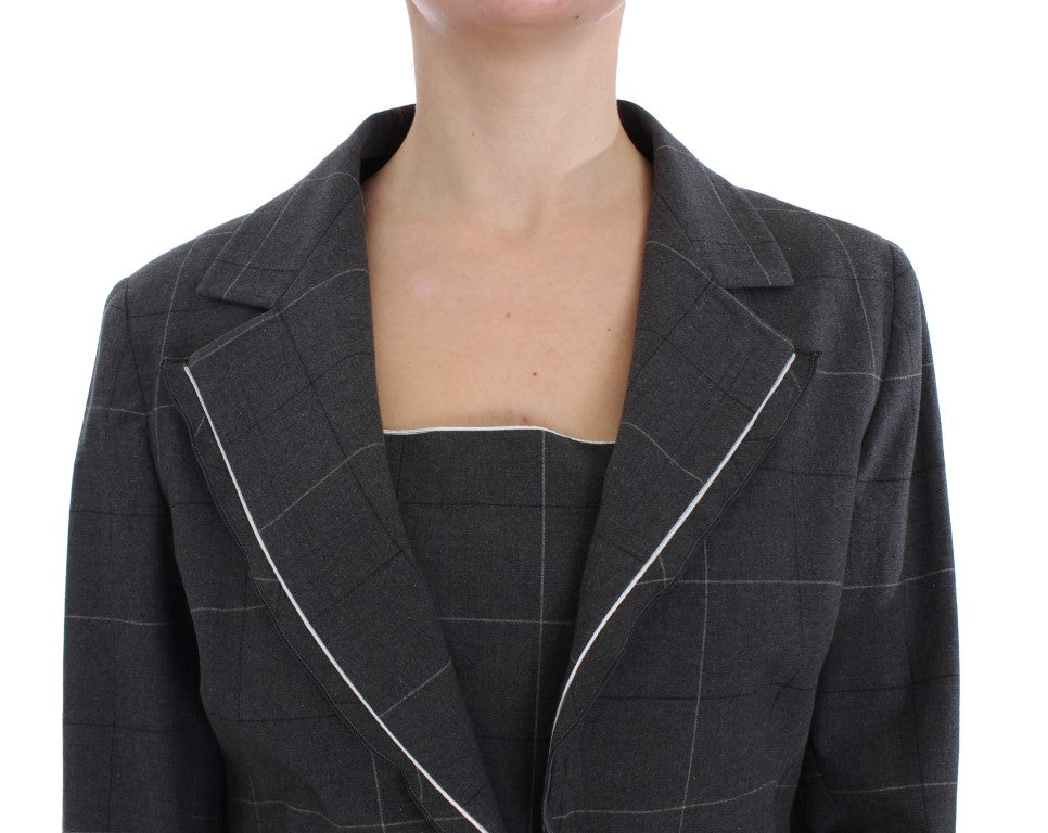 Ensemble tailleur-pantalon BENCIVENGA, robe fourreau extensible, gris.