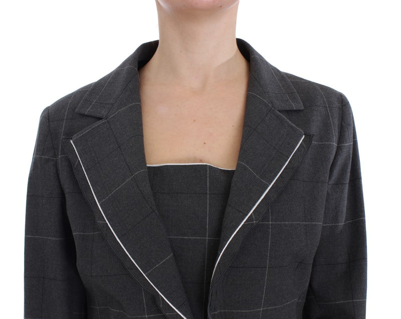 Ensemble tailleur-pantalon BENCIVENGA, robe fourreau extensible, gris.
