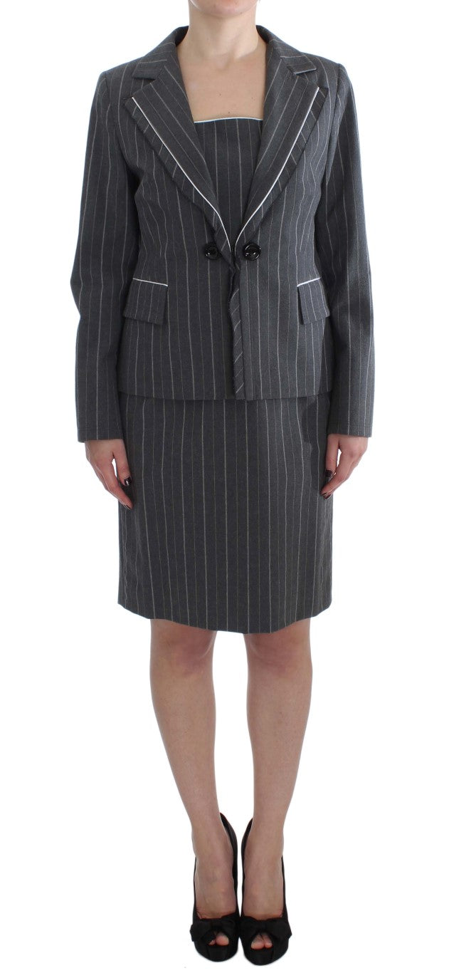 Ensemble tailleur-pantalon et blazer en jersey extensible gris de BENCIVENGA
