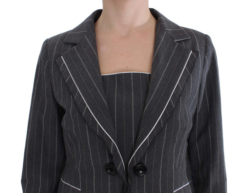 Ensemble tailleur-pantalon et blazer en jersey extensible gris de BENCIVENGA