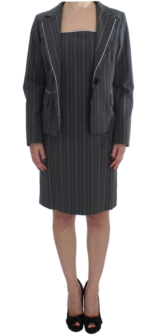 Ensemble tailleur-pantalon et blazer en jersey extensible gris de BENCIVENGA