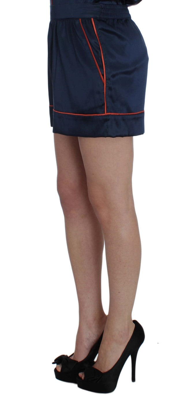 Short de pyjama en soie extensible bleu de Dolce &amp; Gabbana