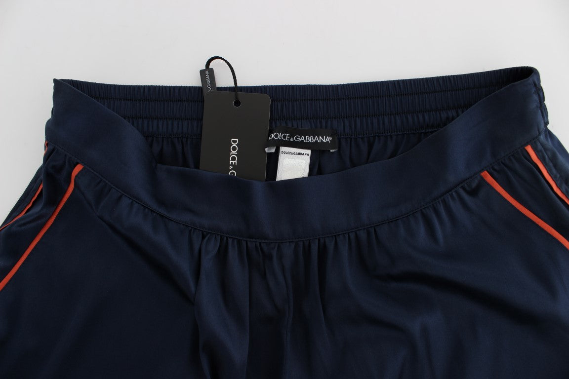 Short de pyjama en soie extensible bleu de Dolce &amp; Gabbana