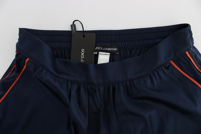 Short de pyjama en soie extensible bleu de Dolce &amp; Gabbana