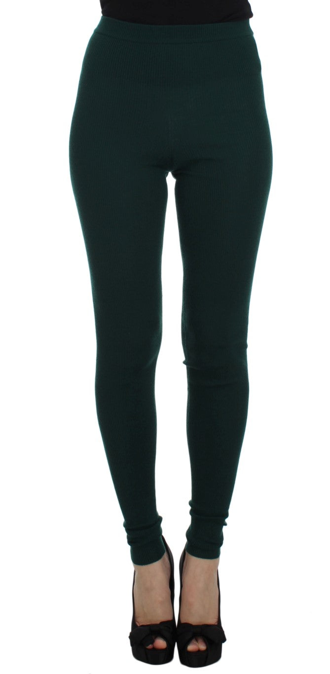 Leggings en cachemire extensible vert de Dolce &amp; Gabbana