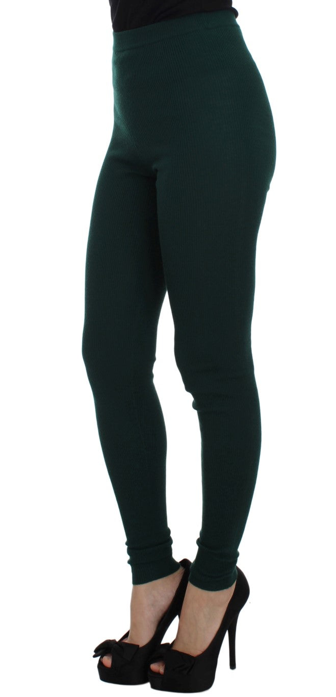Leggings en cachemire extensible vert de Dolce &amp; Gabbana