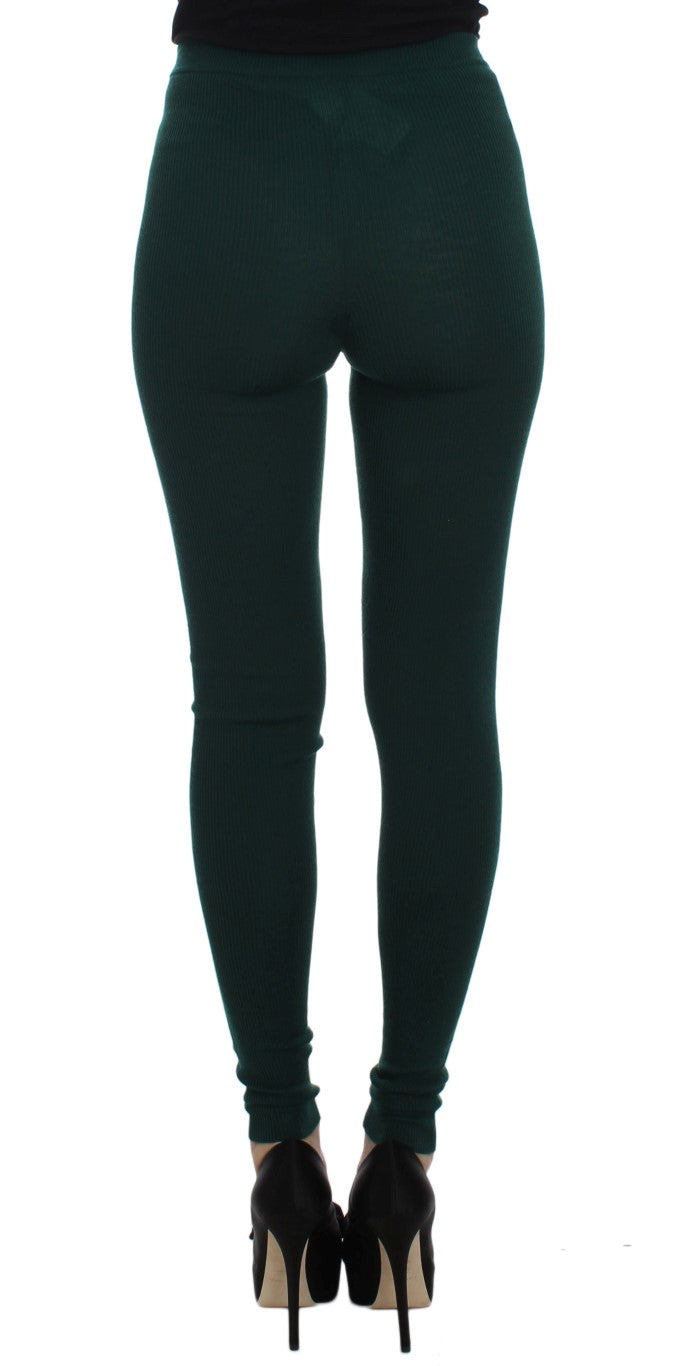 Leggings en cachemire extensible vert de Dolce &amp; Gabbana
