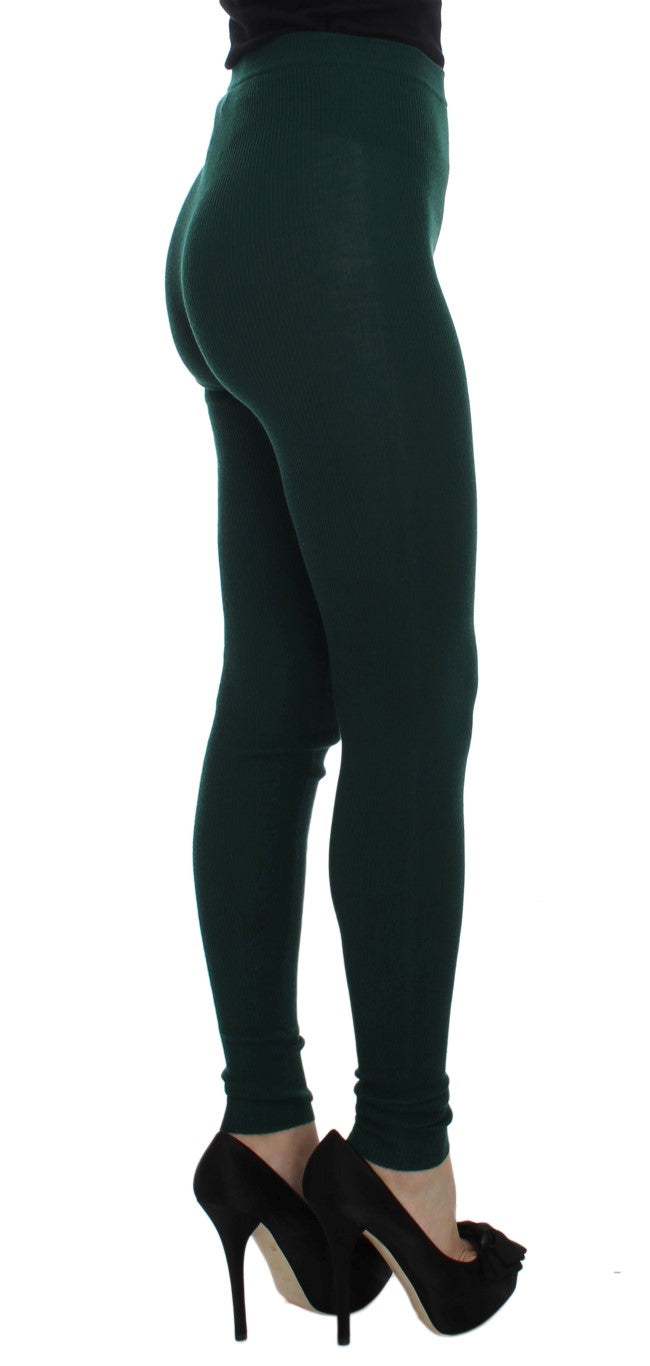 Leggings en cachemire extensible vert de Dolce &amp; Gabbana