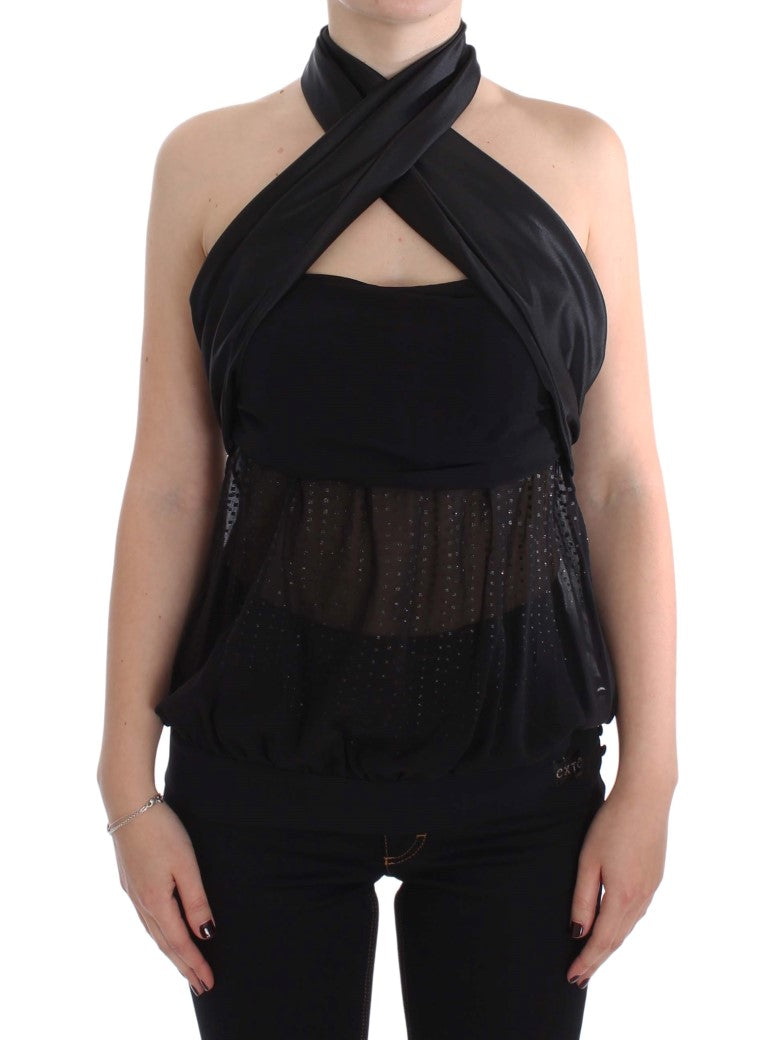 Blouse Exte à col montant et à enroulement noir