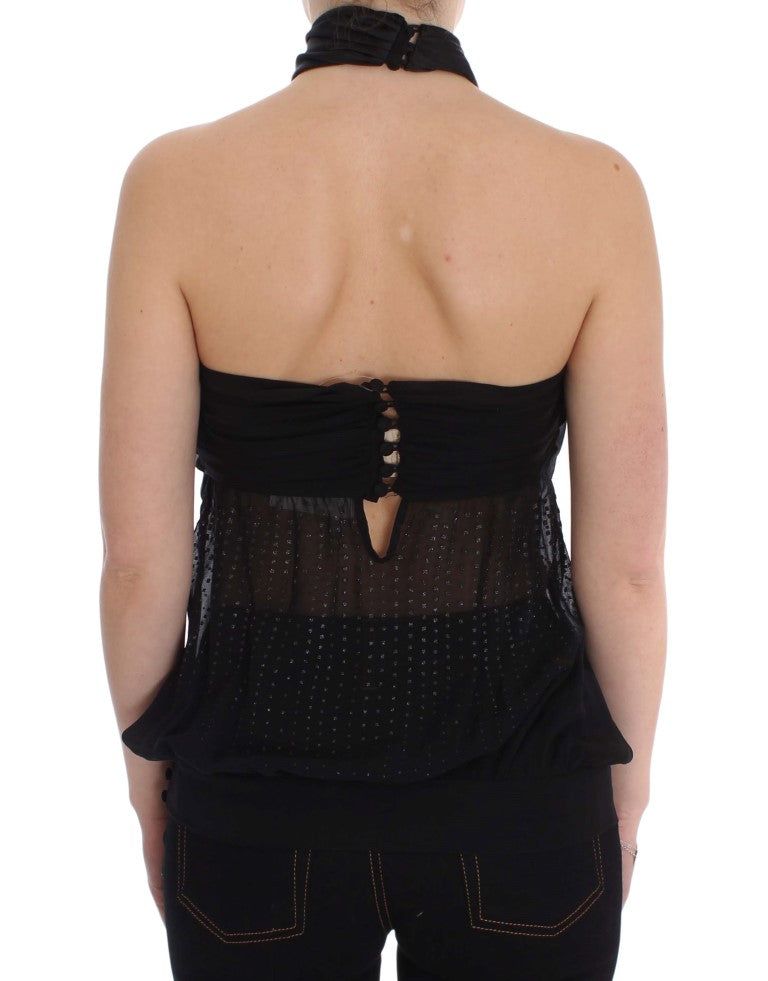 Blouse Exte à col montant et à enroulement noir