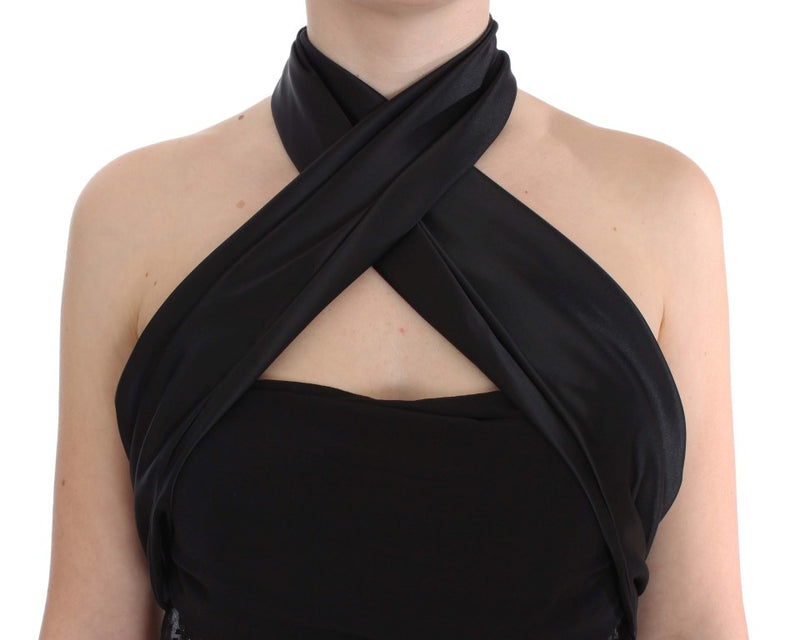 Blouse Exte à col montant et à enroulement noir
