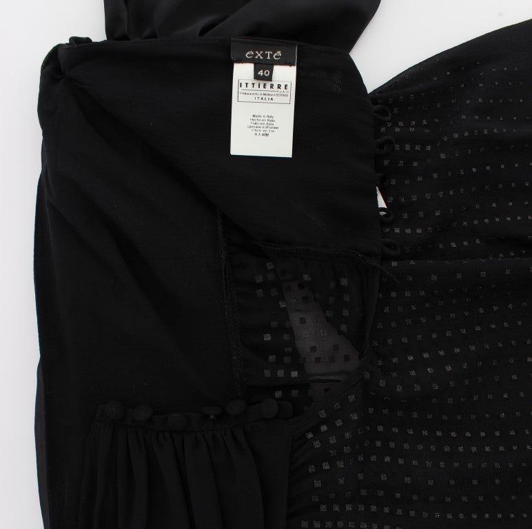 Blouse Exte à col montant et à enroulement noir
