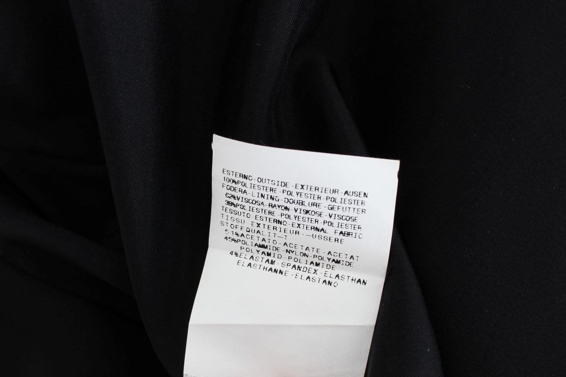 Exte Ensemble tailleur jupe et blazer noir et bleu.