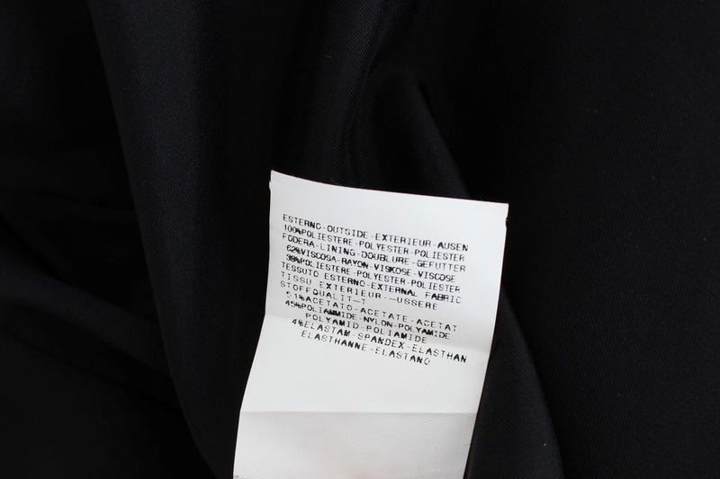 Exte Ensemble tailleur jupe et blazer noir et bleu.