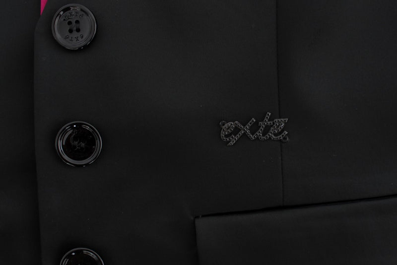 Exte Ensemble tailleur jupe et blazer noir et rose.