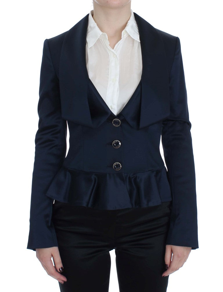 Blazer bleu Exte à trois boutons et à simple boutonnage