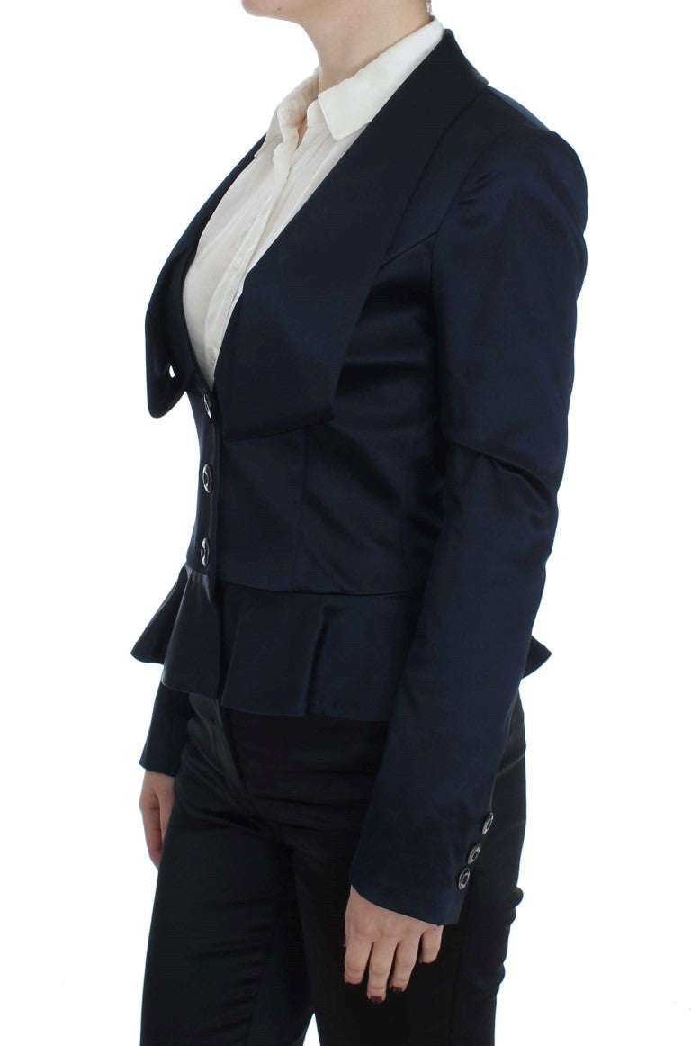 Blazer bleu Exte à trois boutons et à simple boutonnage