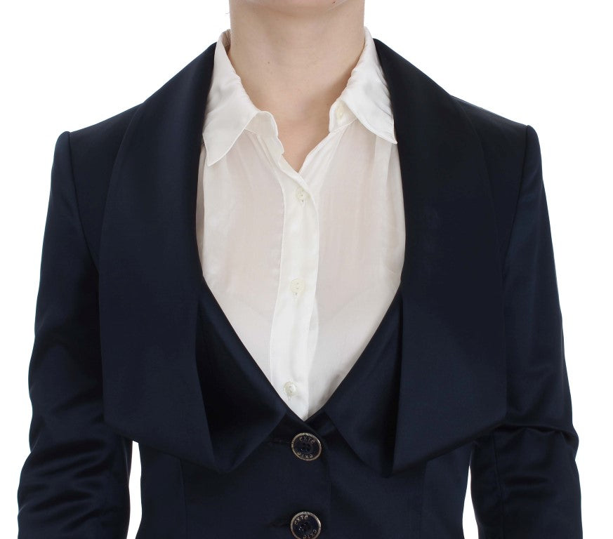 Blazer bleu Exte à trois boutons et à simple boutonnage