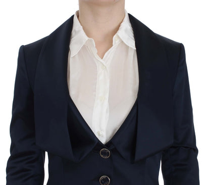 Blazer bleu Exte à trois boutons et à simple boutonnage