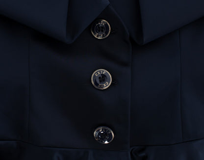 Blazer bleu Exte à trois boutons et à simple boutonnage