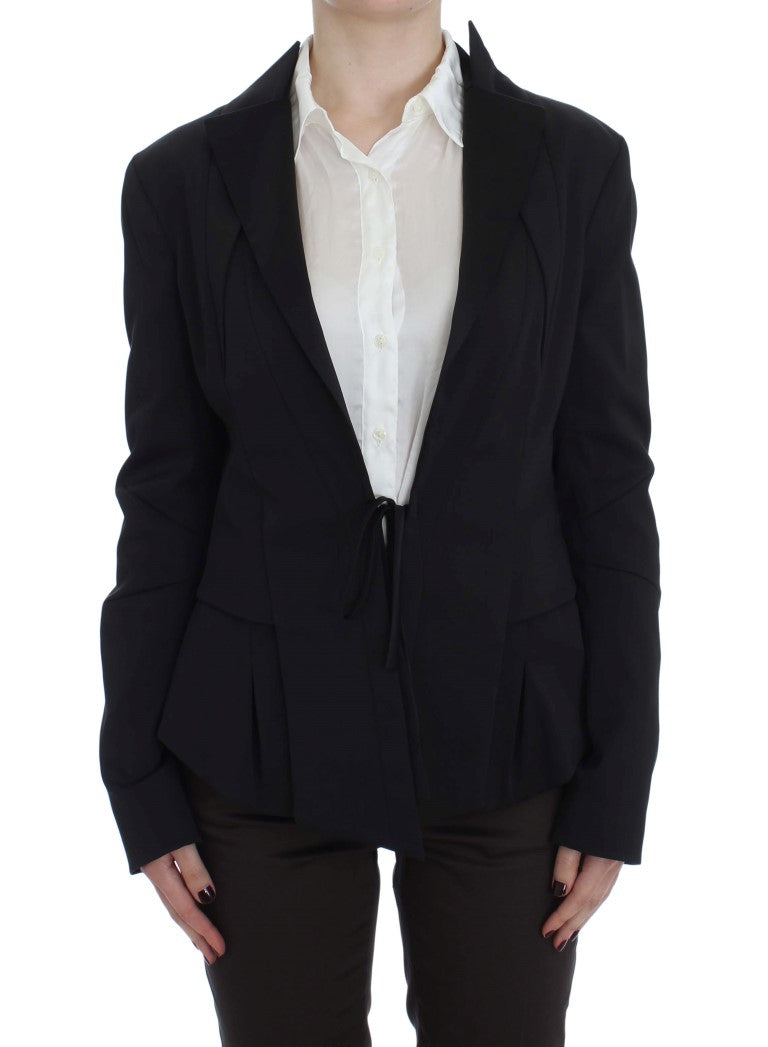 Exte veste blazer noire extensible à simple boutonnage