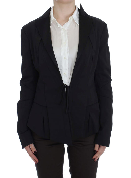 Exte veste blazer noire extensible à simple boutonnage