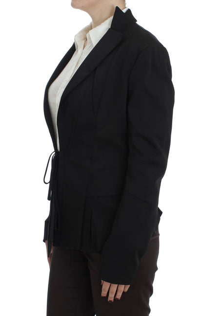 Exte veste blazer noire extensible à simple boutonnage