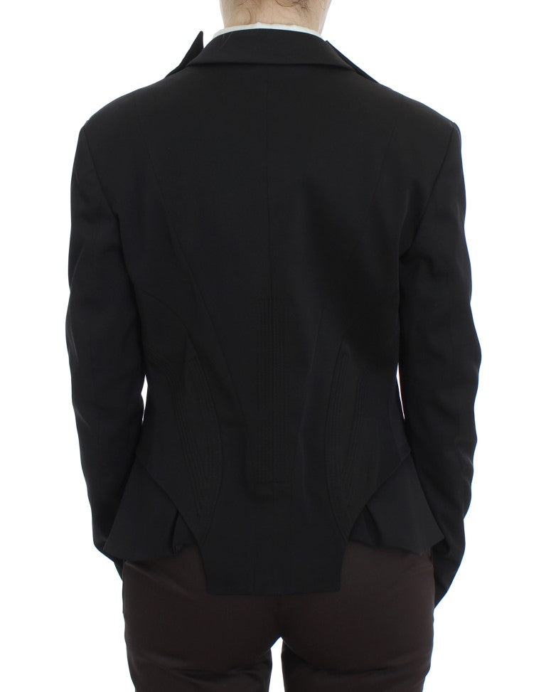 Exte veste blazer noire extensible à simple boutonnage
