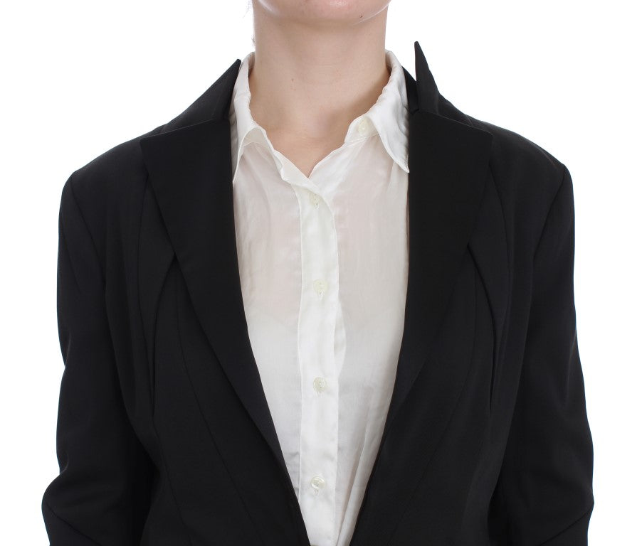 Exte veste blazer noire extensible à simple boutonnage