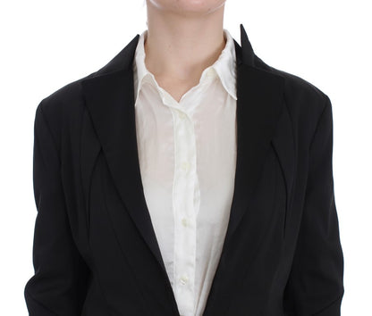 Exte veste blazer noire extensible à simple boutonnage