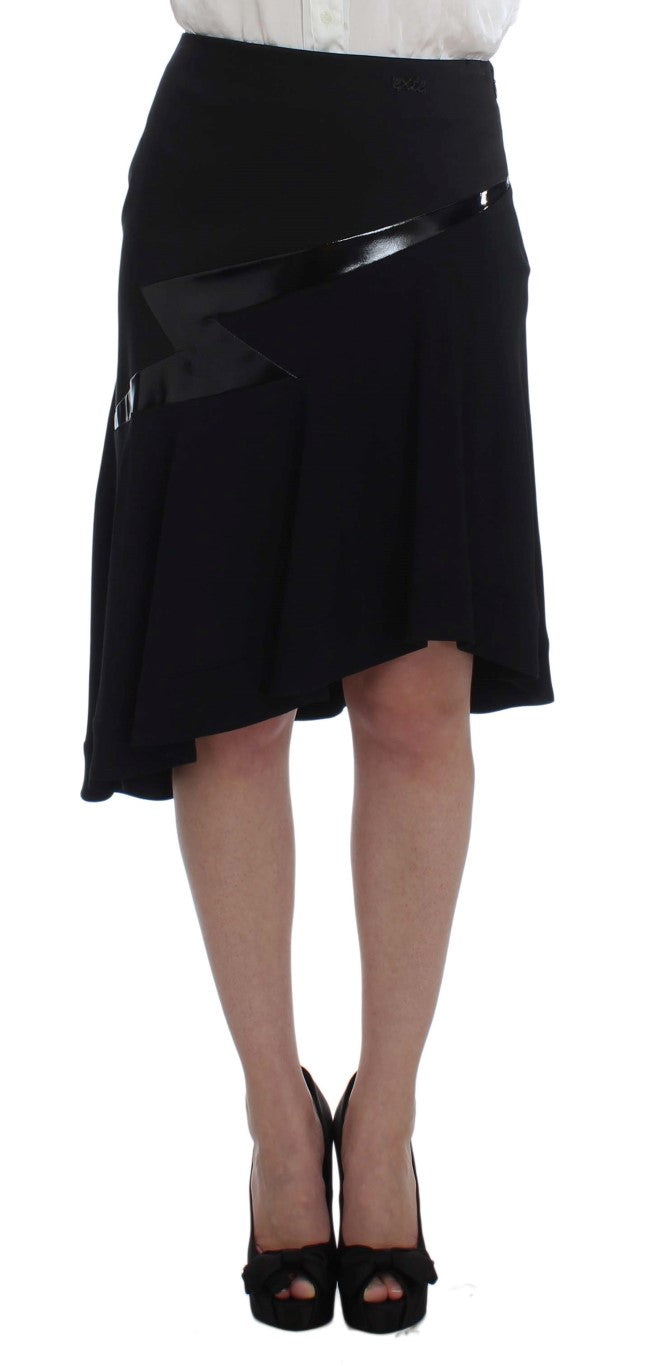 Exte Ensemble tailleur jupe et blazer noir et bleu.