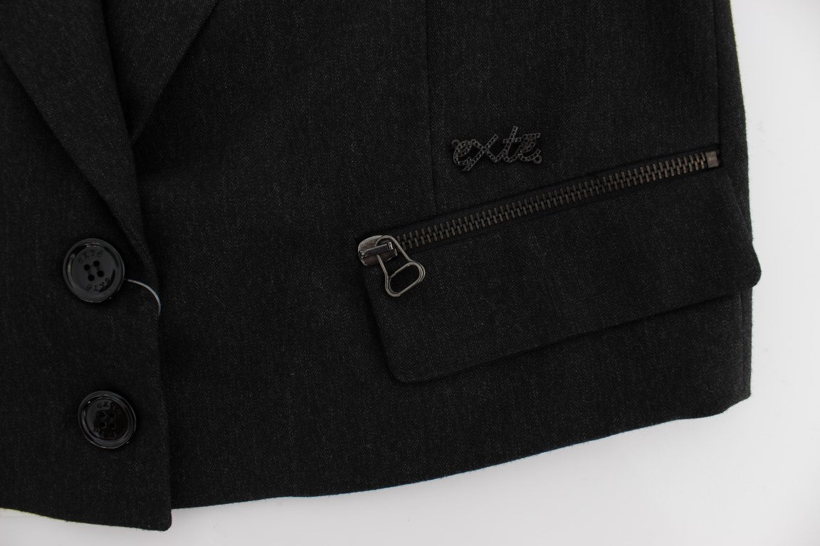 Exte veste courte grise extensible avec ornements dorés
