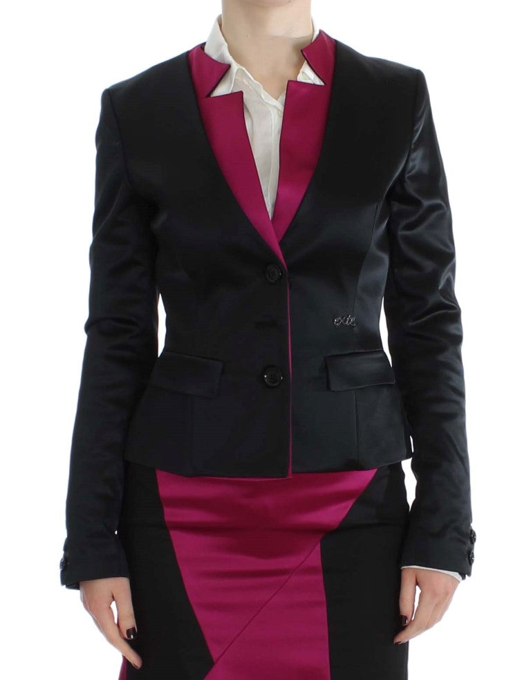 Exte veste blazer extensible noire et rose