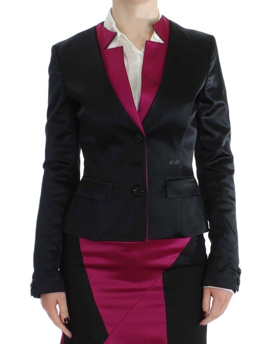 Exte veste blazer extensible noire et rose