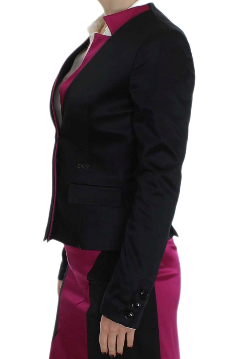 Exte veste blazer extensible noire et rose