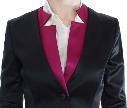 Exte veste blazer extensible noire et rose