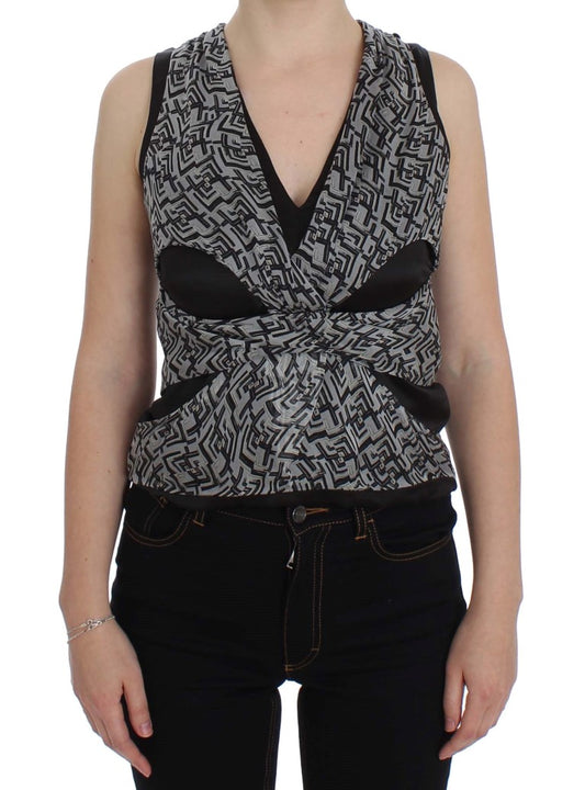 Blouse en soie grise et noire de Karl Lagerfeld