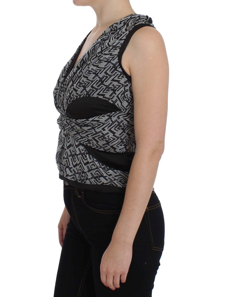 Blouse en soie grise et noire de Karl Lagerfeld