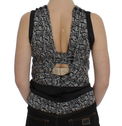 Blouse en soie grise et noire de Karl Lagerfeld